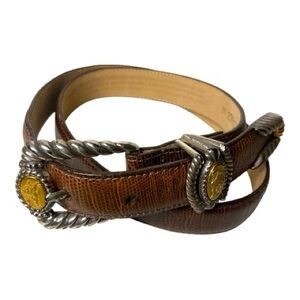 Brighton Museum Collection Brown Roman Coin Leather Belt